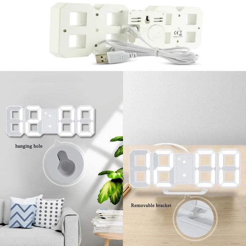 3D Dijital Alarm Saati Duvar LED Saat Masa Alarm Saati Sıcaklıklı Ev Mutfak Ofis için