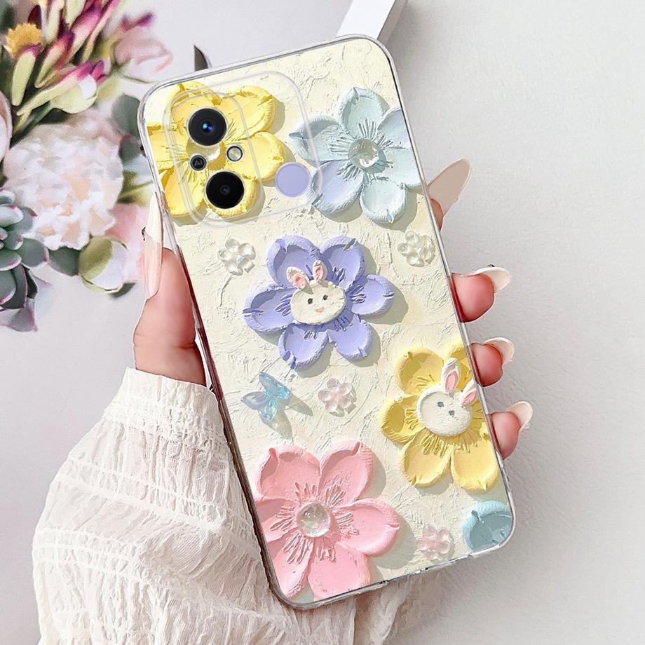 For Xiaomi Redmi 12C Case Cute Cat Luxury Butterfly Painted Cover 6.71'' Soft Silicone Phone Cases For Redmi 12C Redmi12C Fundas