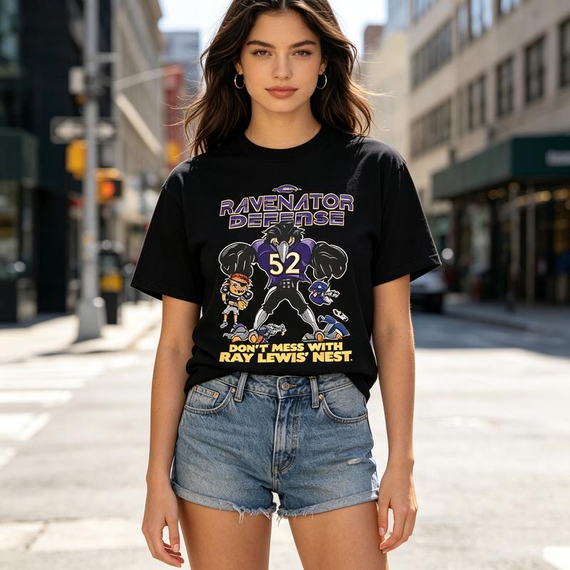 Vintage Raven Football Tee Cartoon Mascot Defense Print Unisexs Unisexs Casual Short Sleeve T Shirt Streetwear