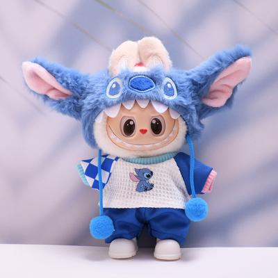 For 17cm Labubu Doll Clothes Fashion Clothes Plush Stitch Set Doll Clothes Cute Cartoon Sets Dolls Accessories Gifts