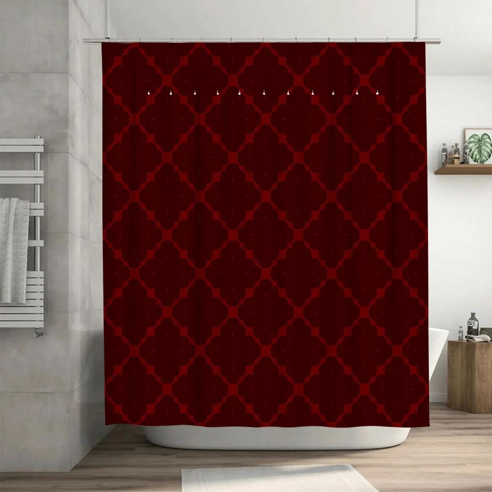 Plaid Shower Curtain Waterproof Fabric 180x245cm Bath Room Decor