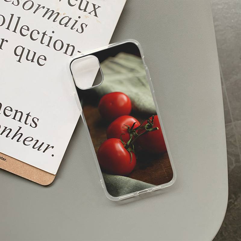 Japan Korea Cute Tomato Pattern  Phone Case For iPhone 11 12 13 14 Mini Pro Max XR X XS TPU Clear Case For 8 7 6 Plus SE 2020