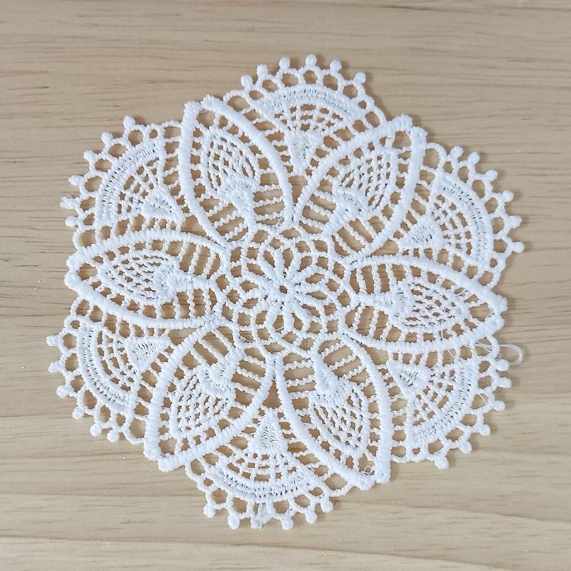 White Vintage Water-soluble Lace Small Coaster Cloth Sticker Clothes Decoration Patch Sticker DIY Hollow Embroidery Fabric Patch Accessories