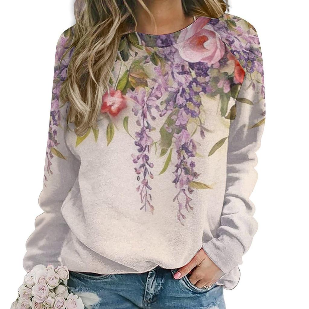 Floral Flower Pattern 3D Print Sweatshirts Women New Casual O-Neck Hoodies Streetwear Y2k Pullovers Harajuku Tops Woman Clothing