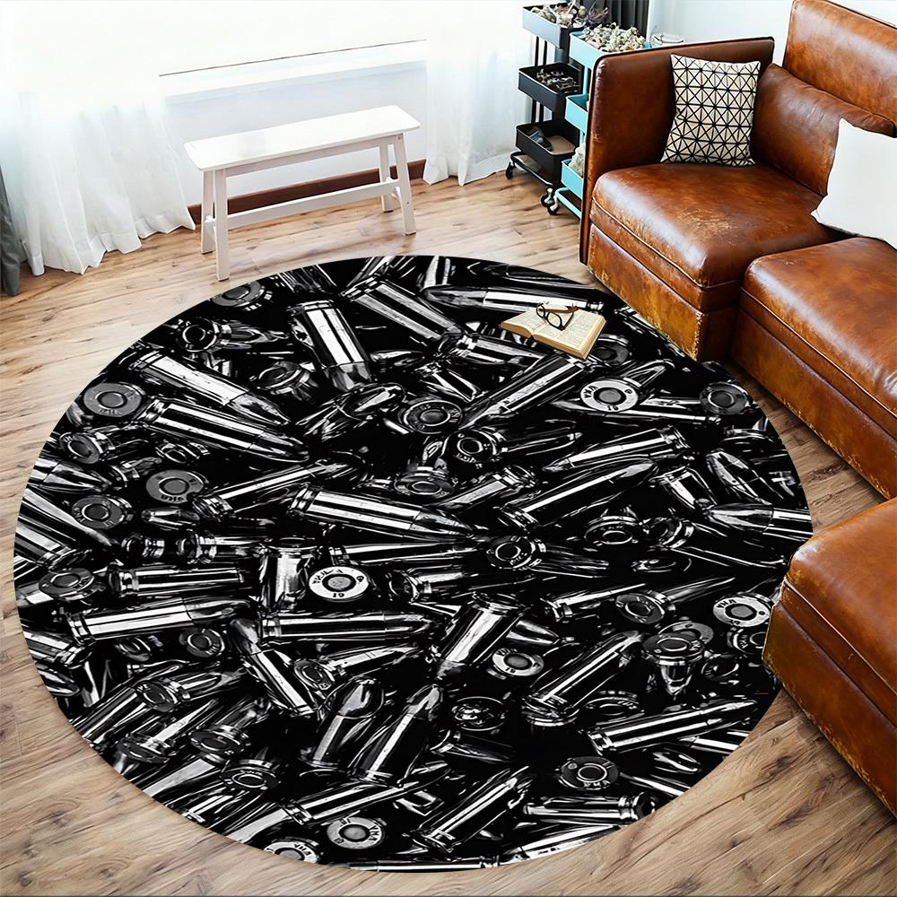 1pc bullets ammunition Round Chair mat office Area Rug - Non-Slip, Floor Mat for Office, Bedroom, and Indoor Decor p127001