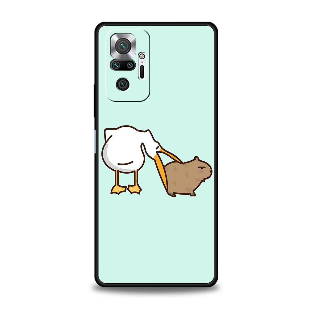 Phone Case For Xiaomi Redmi Note 13 12 5G 9S 9 8 10 11 Pro 9T 13C 12C 10C 9C 9A 7 Pro Soft Silicone Cover Cartoon Capybara