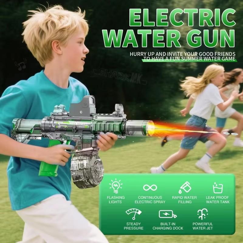 Children's Simulation LED M416 Electric Water Gun, High-Capacity Automatic Continuous Fire Water Gun, Outdoor Summer Toy for Kid