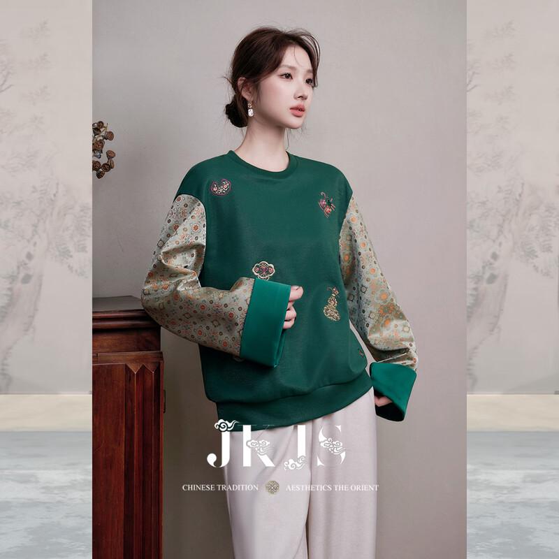 JK&JS Embroidered New Chinese Style Cotton Sweatshirt