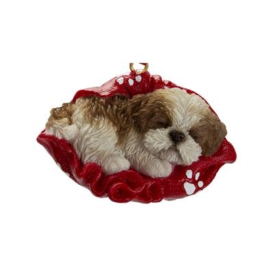 Ubia Shih Tzu in Decke gewickelt Ornament, 7 x 4,5 x 4,5 cm, Tierfigur, Gartendekoration, Hund, Weihnachtsbaumschmuck, Weihnachtsmann, H23090