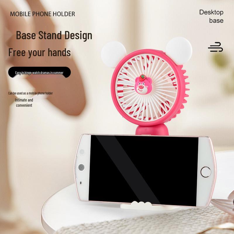 USB Rechargeable Handheld Cartoon Mini Fan - Portable Desktop Gift