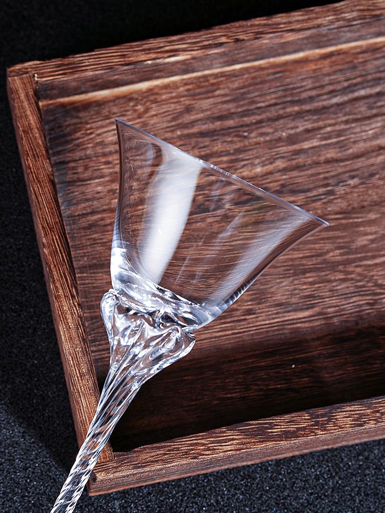 Japanese Lead-free Crystal Ribbed Martini Cocktail Glass High-Stem Liquor Glass Small Wine Glass