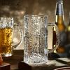 KEMORELA 1/2PC Pub Beer Glasses Thick-Base Pint Mugs with Frosted Glacier Texture Bar Grade Glassware for Lager IPA Craft Beer