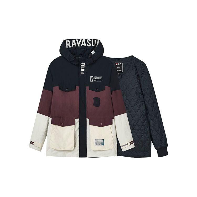 FILA X MIHARA FW22 Woven Hooded Two-Piece Jacket Men jackets Cactus-Gray Pink F11M243701F-LP