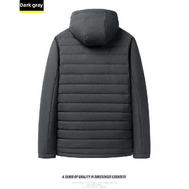 Jacket for Middle-aged and Elderly, Fleece-lined, Thickened, Cold-resistant, Warm, Solid Color, Regular Fit, Men's Cotton Coat, Dad's Outfit