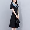 Casual Plus Size Color Block Patchwork Mid-Length Summer Dress - Slimming, Short Sleeve