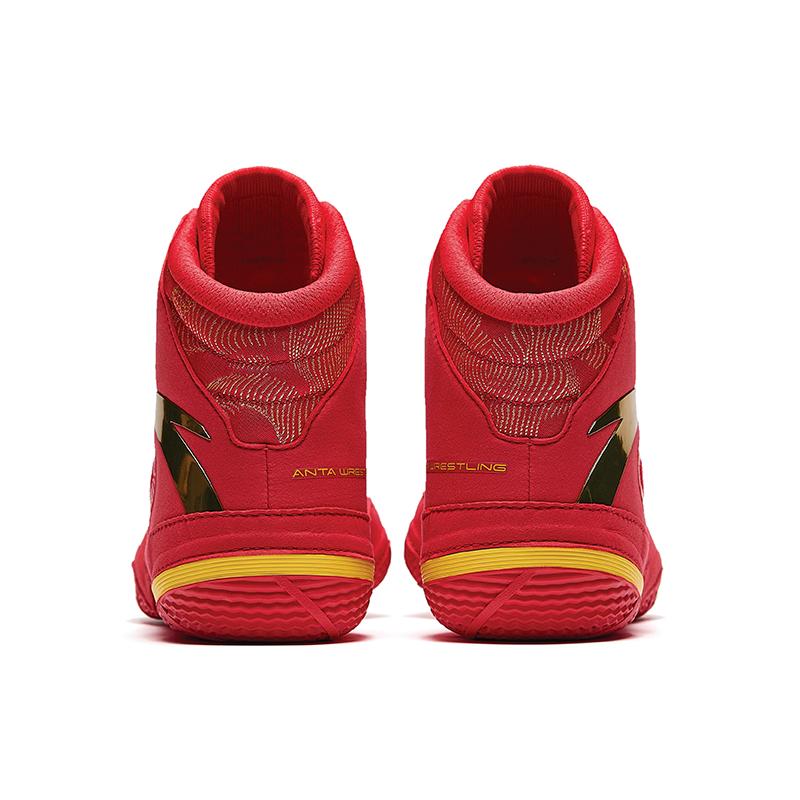 Anta Comfortable Fit Non-Slip Wear-Resistant High-Top Training Shoes Men sneakers Red Gold 412440103-5