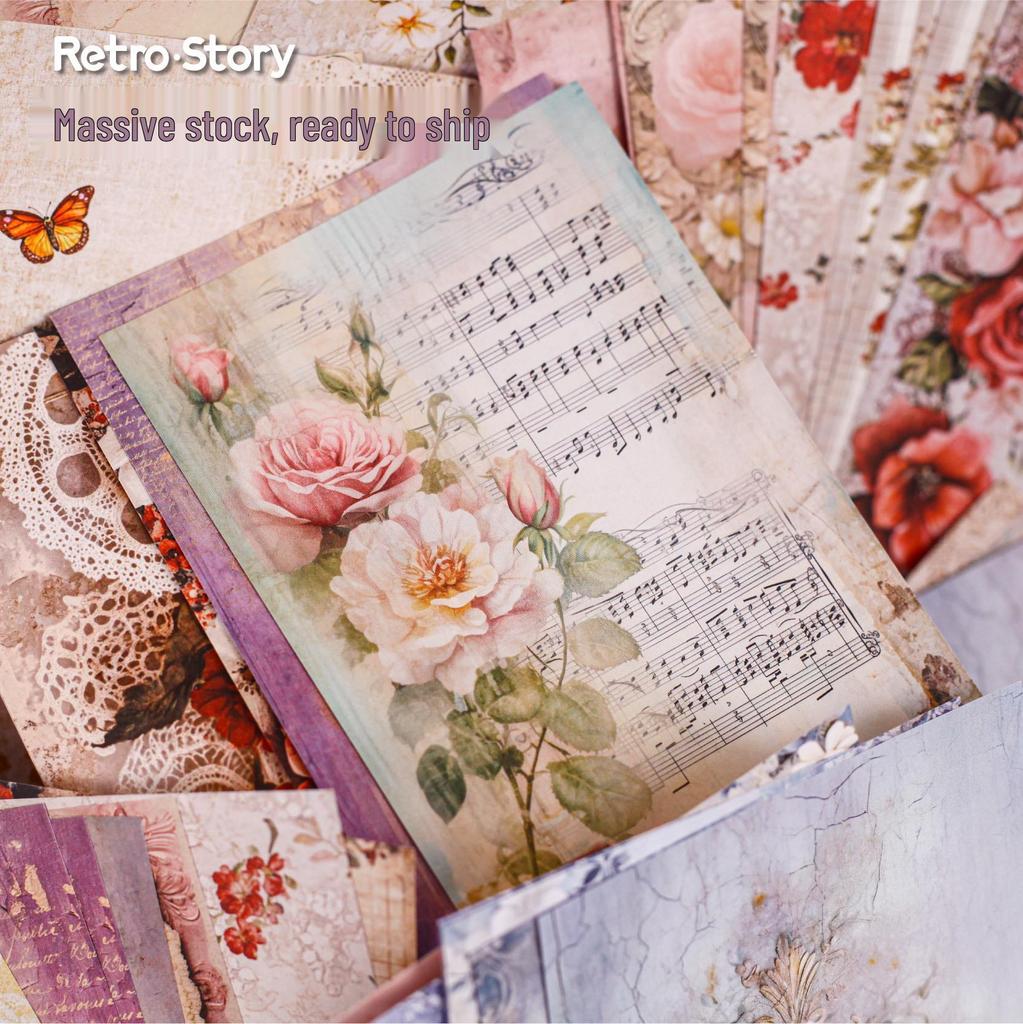 Mengze RetroStory Flower Bouquet Sticker Pack: 40 Sheets, 6 Styles for Journaling and Crafts