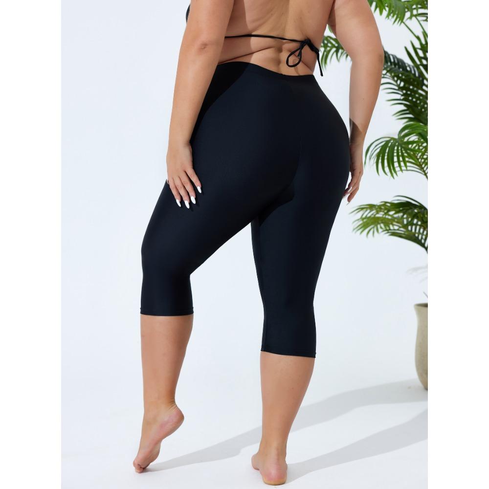 CHARMLEAKS Plus Size Swim Pants for Women High Waisted Swim Capris Swim Shorts Swimming Leggings