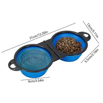 Katlanabilir Taşınabilir Köpek Çift Kase 2 In 1 evcil hayvan besleyici içme köpek maması kaseleri köpek için açık seyahat kedi köpek besleme kasesi Slow Food