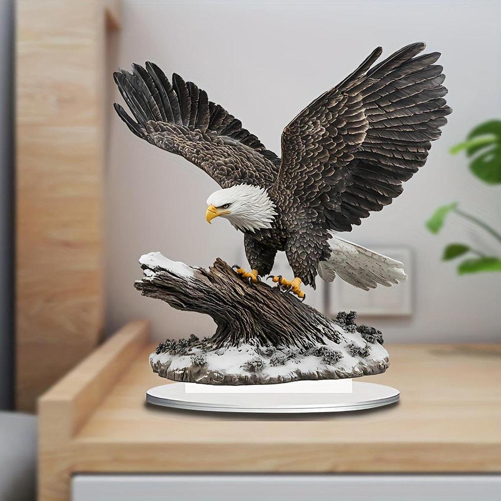 Acrylic Eagle Ornament Creative Easy Installation Attractive Party Supply Ideal Gift with Base for Display Shelf Holiday Corner