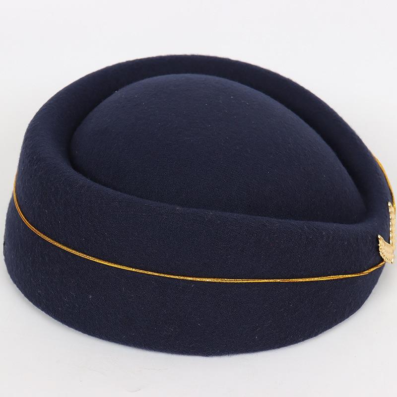 Woolen Bere Stewardess Hat High Speed Rail Stewardess Hat Hotel Front Desk Attendant Uniform Hat