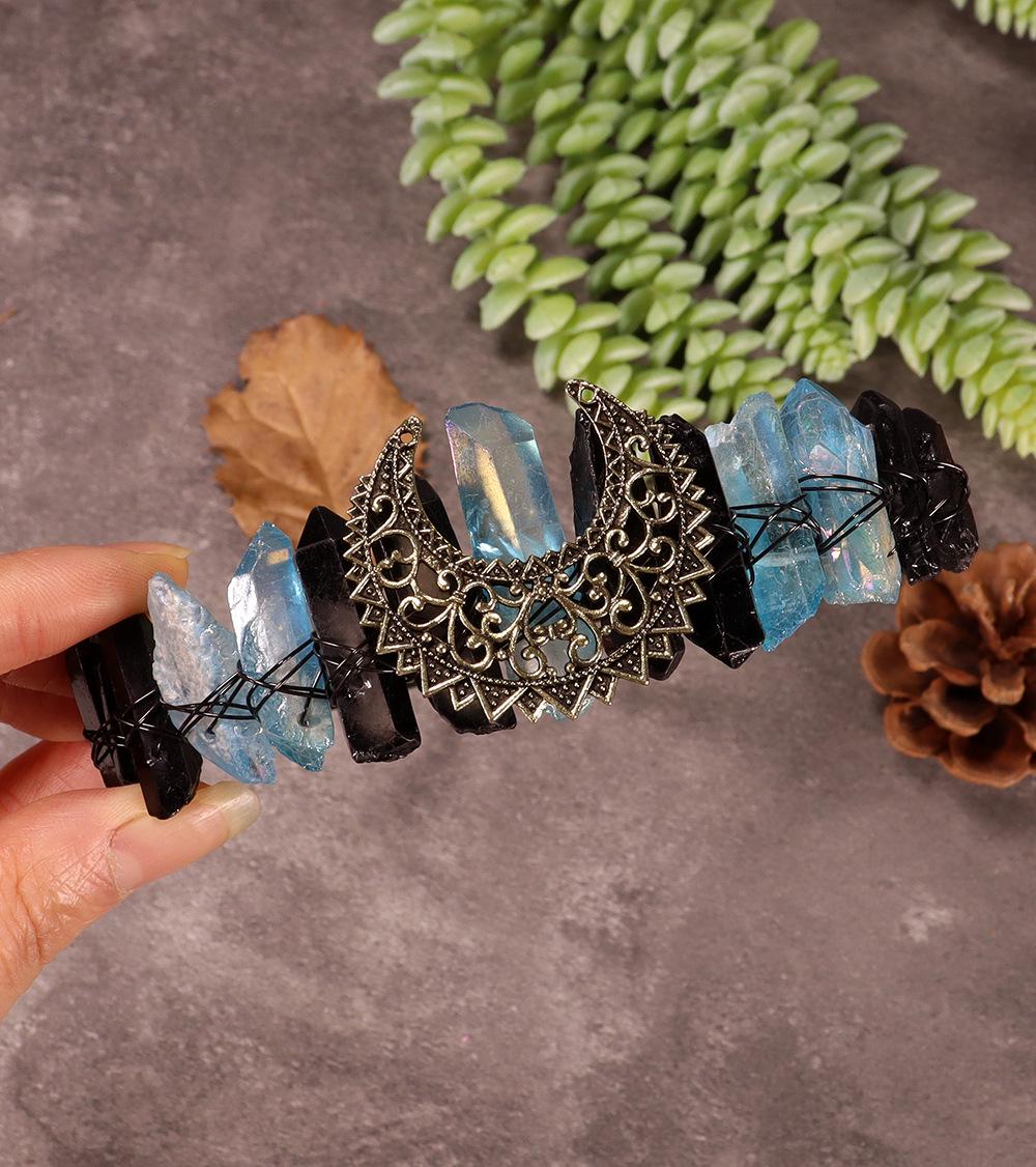 Two-Tone Crystal Moon Bronze Witch Headband