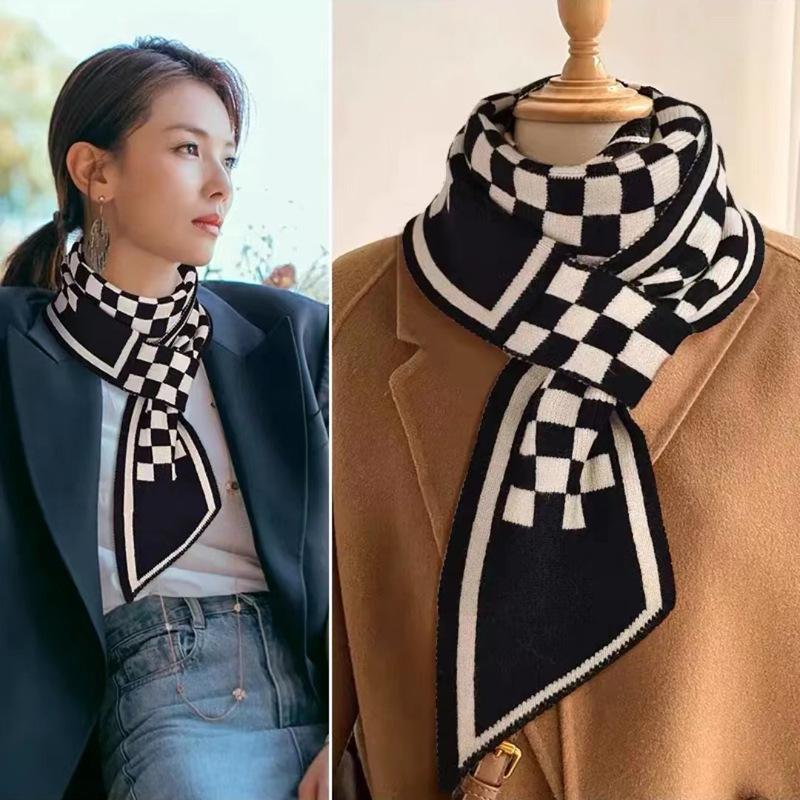 New 130x13cm Flower Korean Version Small Women Scarf Versatile For Autumn Winter, Warm Scarves Angled Party Gift