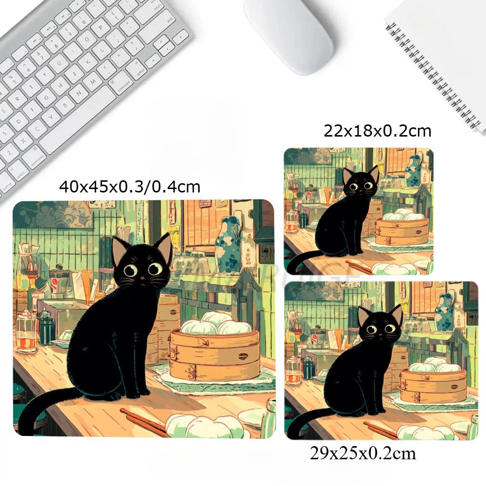 The Cat Eating Ramen Mouse Pad Square Computer Office Game Table Mats Rubber Anti-slip Laptop Mousepads 45x40 LargeDesk Pads