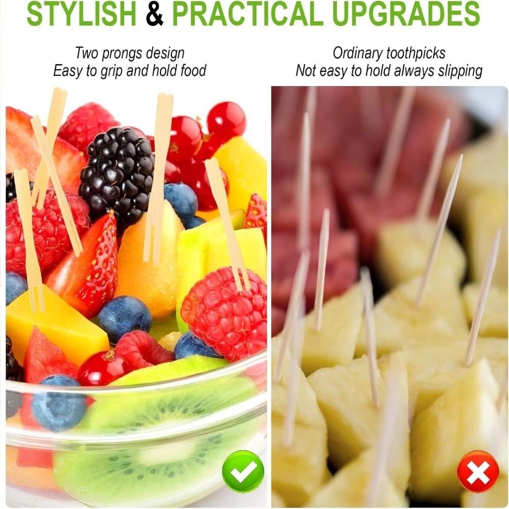 100Pcs Tableware Love Shaped Top Bamboo Disposable Fork Eco-Friendly Mini Dessert Fork Bamboo Appetizer Forks Restaurant Use