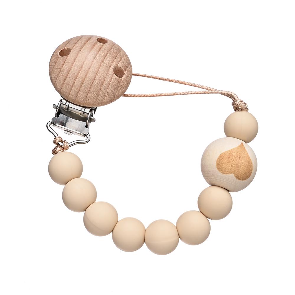 Chew Toys Shower Gift New Baby Pacifier Chain Clips Wood Pentagram Teether  Silicone Round Beads Teething Chain For Care Soother