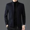 Men's Double-Sided Cashmere Wool Coat, Short Stand Collar, Casual Dad's Jacket for Autumn/Winter.