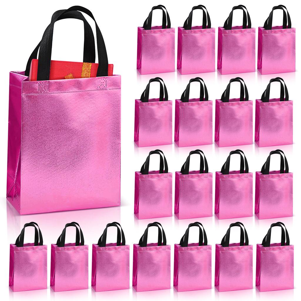 20pcs Gift Bag, Aluminized Film Non Woven Tote Bag Reusable, Shopping Bag Leak Proof Mother's Day, Graduation Gift Packaging Bag