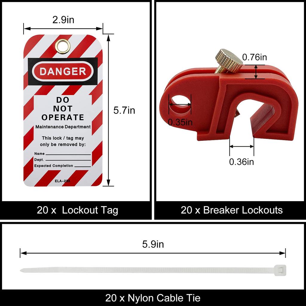 SAFBY Circuit Breaker Lockout Device - Lockout Tagout Kit 20 PCS Breakers Lockout Universal Electrical for Loto Station Lock Out Tag Out Set(20 pcs