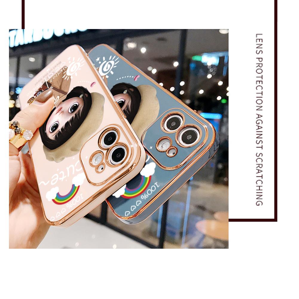Colorful Printing Patterns Square Edge Pattern Casing Plated Phone Shell Luxury Plating Soft Phone Case for Huawei Honor Xiaomi Redmi