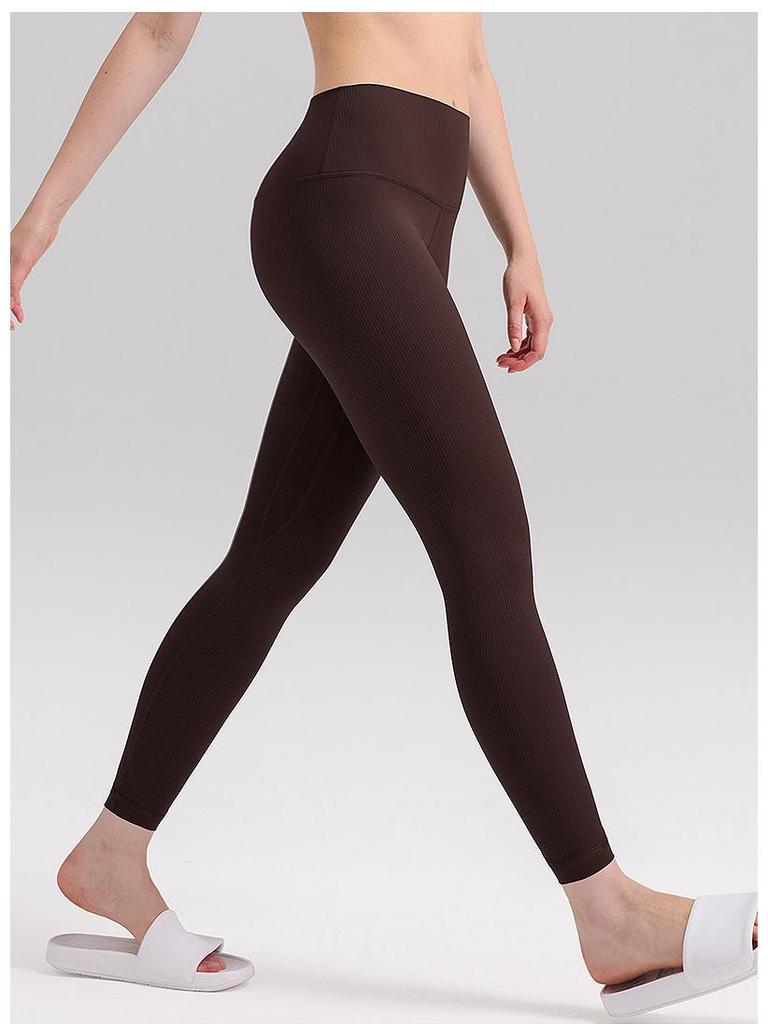Ribbed 24" Women's Yoga Pants - Hip Lift, Breathable, Quick-Dry, Running & Tummy Control Leggings.
