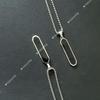 European and American Minimalist Geometric Necklace with Black Drip Oil Long Bar Pendant In Titanium Steel