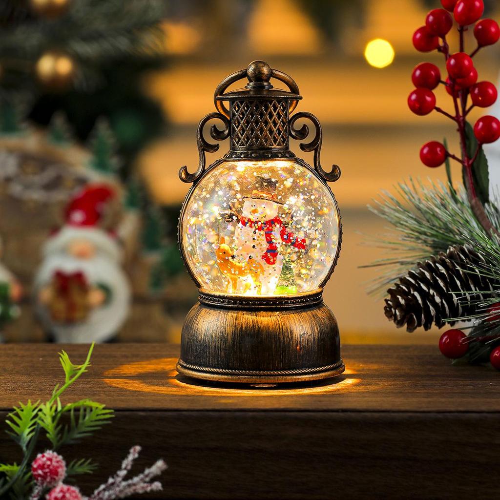 Christmas Musical Snowfall USB Lantern Night Light - Children's Gift