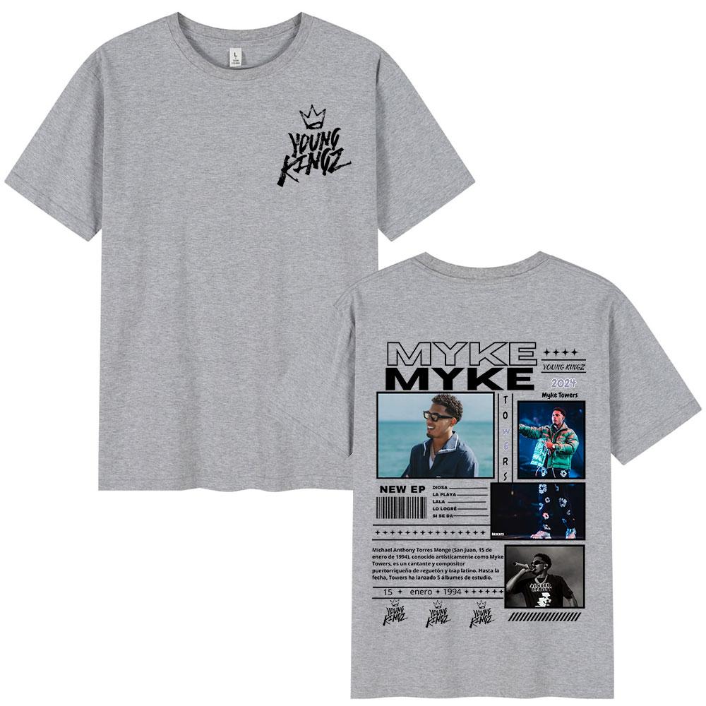 Rapper Myke Towers Graphic Print Tshirts Unisex Women Fashion Hip Hop Oversized ONeck T Shirt Comfort Cotton Short Sleeve Tshirt