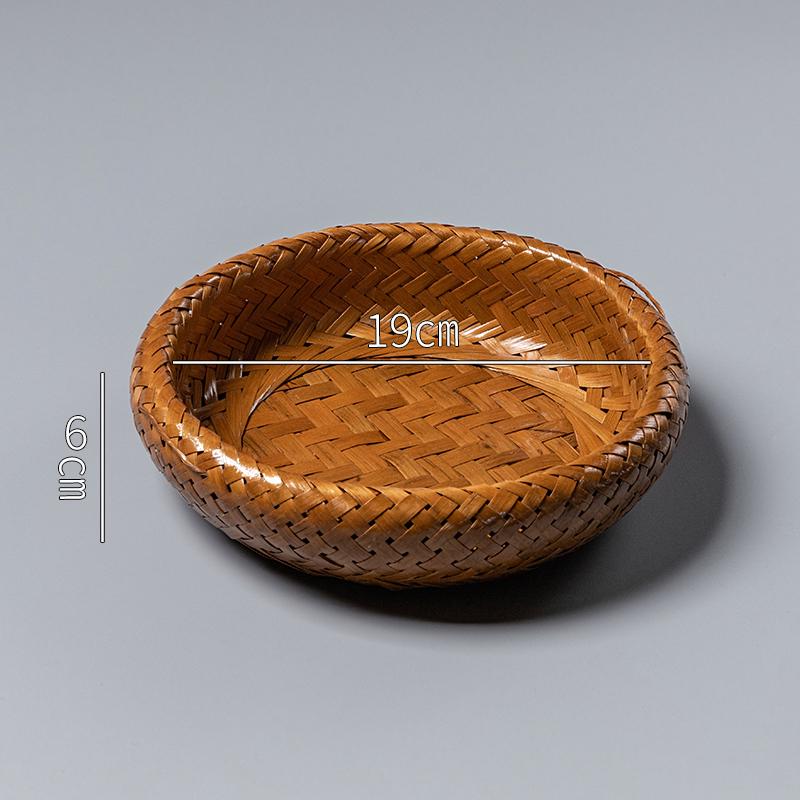 Handwoven Bamboo Retro Snack Basket and Plate for Picnic and Storage
