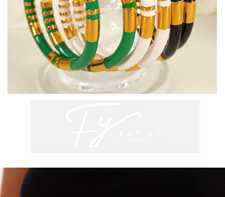 Retro Bamboo Enamel Stainless Steel Open Bangle - Women's European & American Luxury Jewelry