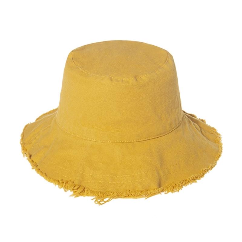 

Панама для взрослых и подростков, с широкими полями, складная, мягкая, шляпа рыбака, весенне-летняя, с защитой от ультрафиолета, дизайн с рваными краями жёлтый