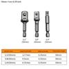 3Pcs Drill Socket Adapter Extension Set Small 1/4" 3/8" 1/2" Wind Batch Socket Adapt Your Power Drill to High Torque