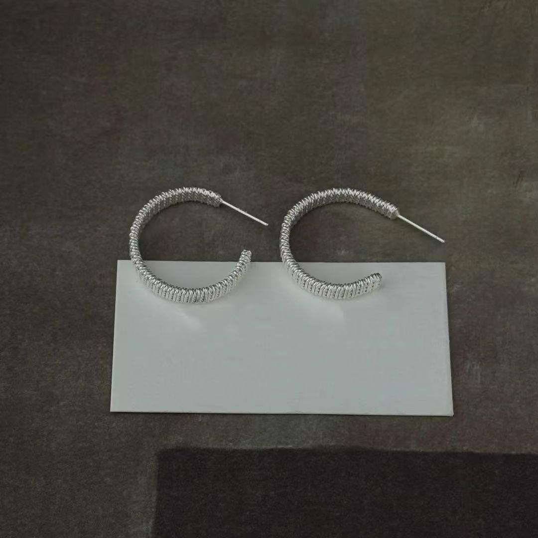 Ретро серьги-кольца геометрической формы с плюшем в гонконгском стиле, С-образные - Элегантные полукруглые каффы