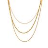 2025 summer new high-end fashion titanium steel three-layer collarbone necklace round snake chain rope collarbone chain women