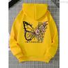 Fashion Creative Butterfly Splicing Flower Pattern Hooded Sweatshirt Women Winter Harajuku Street Hoodie Winter Clothes Women
