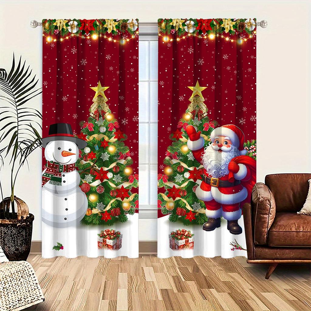 2pcs Christmas Curtain Merry Christmas Decoration for Home 2025 Xmas Curtain Window Ornaments Navidad Natal New Year Gift 2026
