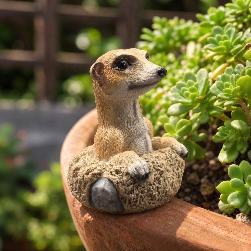 Figurina Realistica di Suricato in Resina per Decorazione Animale da Giardino
