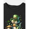 European sizes Children St. Patrick's Day TX60245 Boys' LUCKY SAURS Dinosaur and Coin Print Casual Round Neck T-Shirt