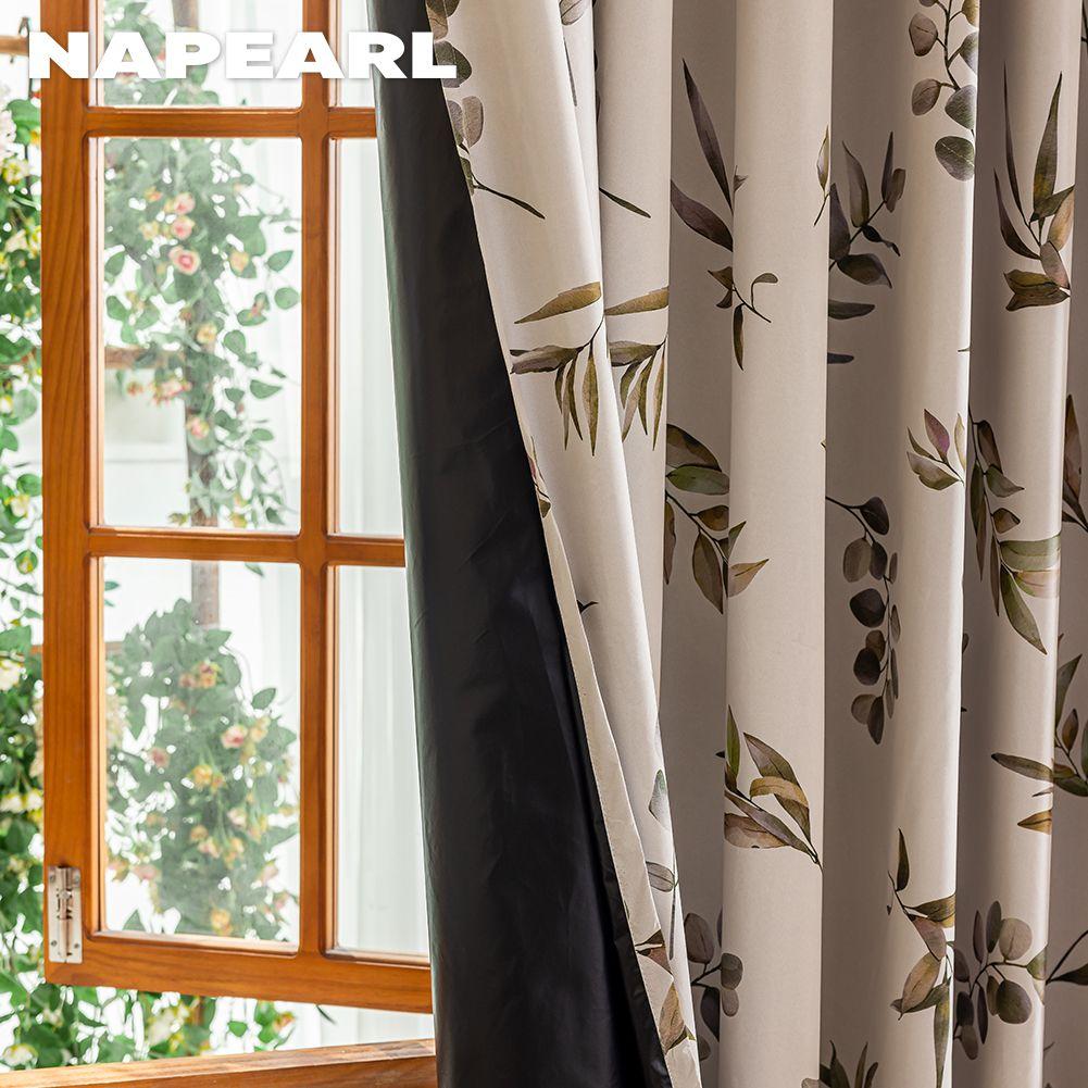 1PC NAPEARL 100% Blackout Curtains  American Countryside Style Plant Printed Curtains for Bedroom Living Room Balcony Window for Home Decor