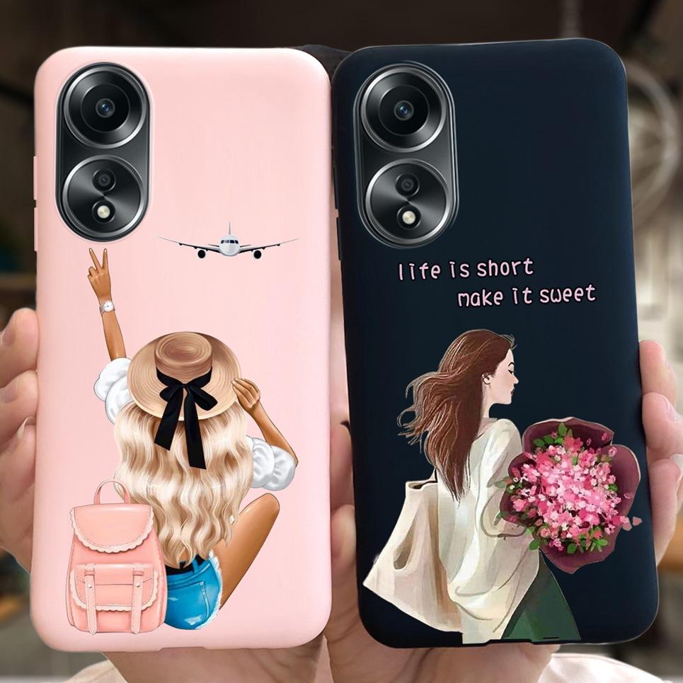 For Oppo A58 4G Back Cover Beauty Flower Girl Fashion Jelly Phone Case For Oppo A58 4G CPH2577 OppoA58 A 58 Coque Etui Soft TPU
